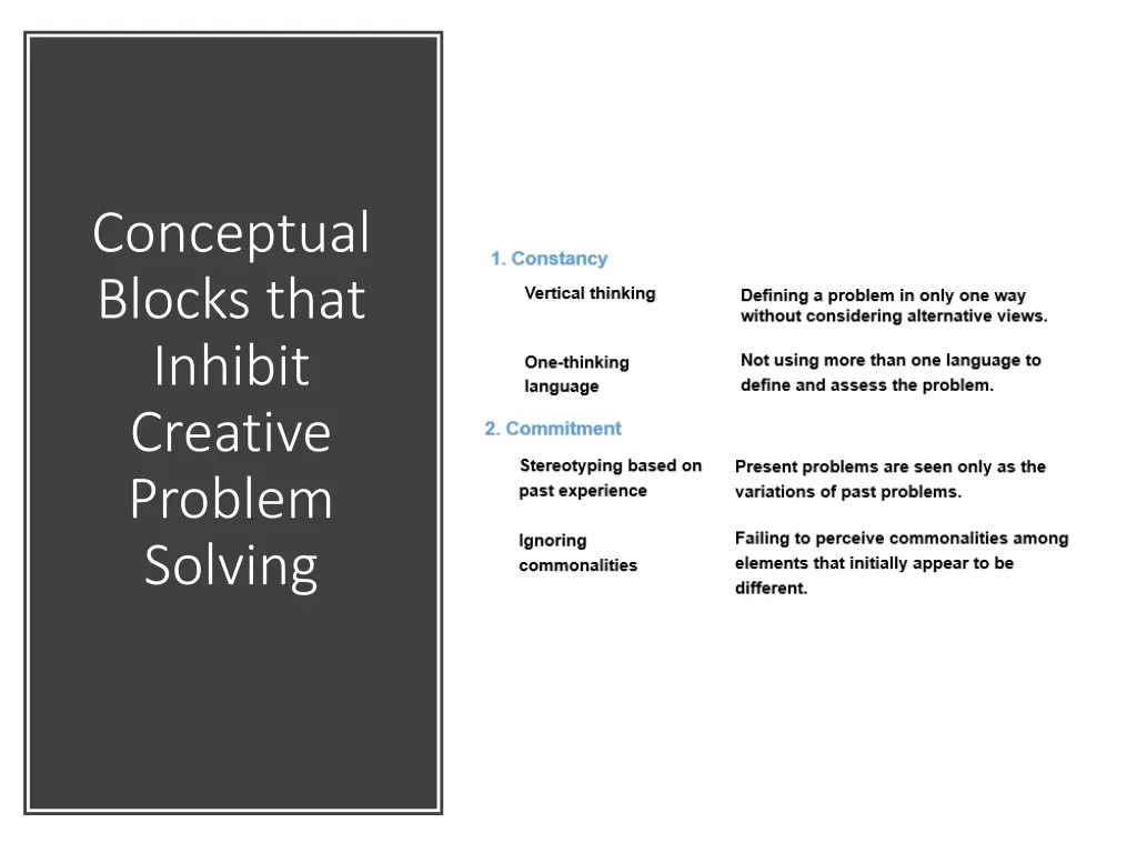 conceptual blocks that inhibit creative problem