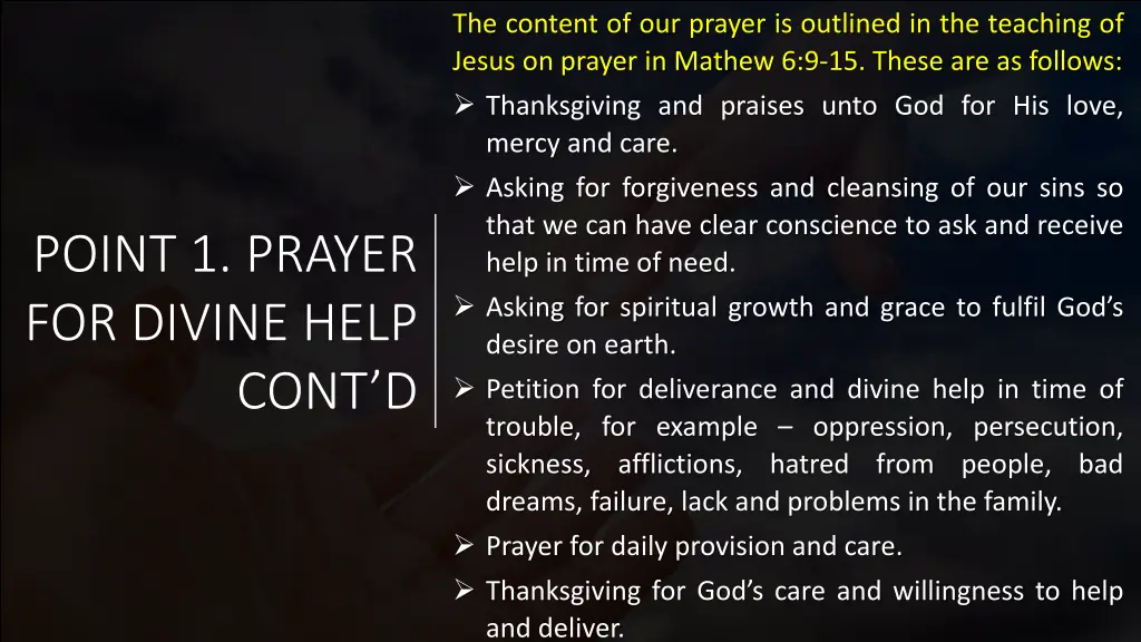 the content of our prayer is outlined