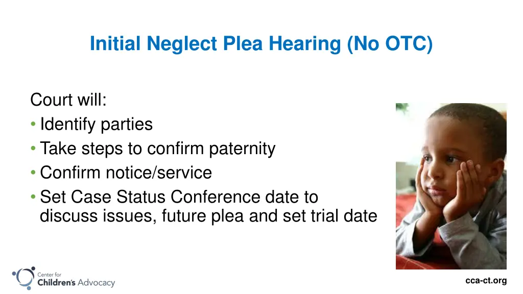 initial neglect plea hearing no otc