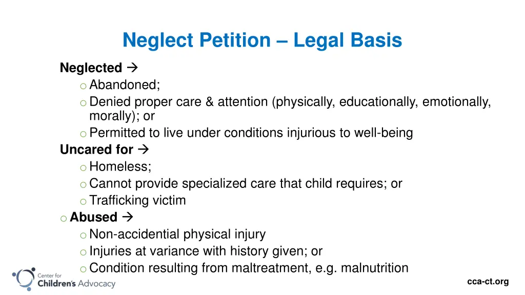 neglect petition legal basis