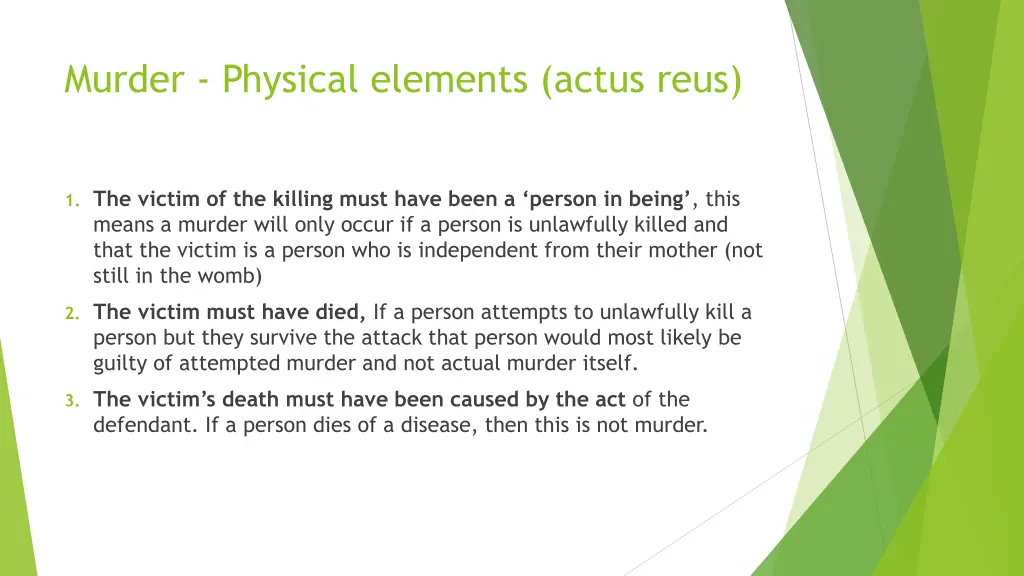 murder physical elements actus reus