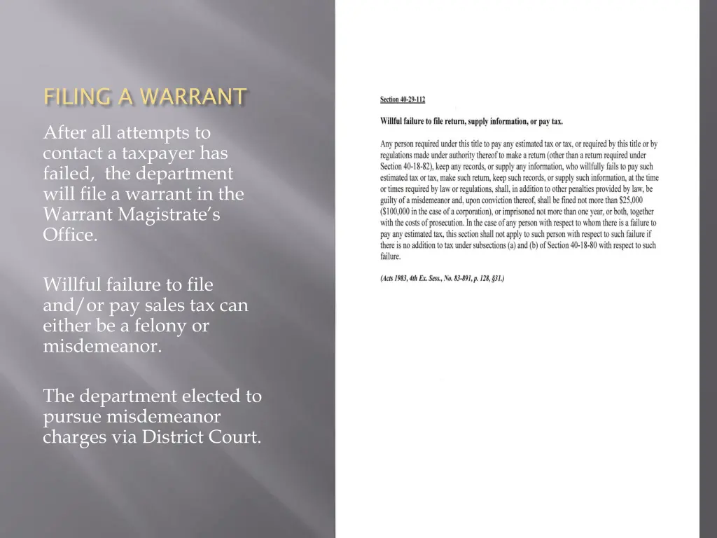 filing a warrant