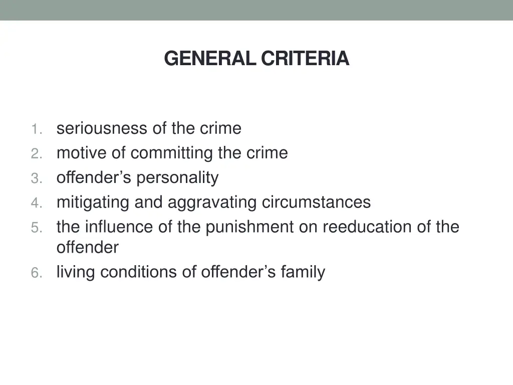 general criteria