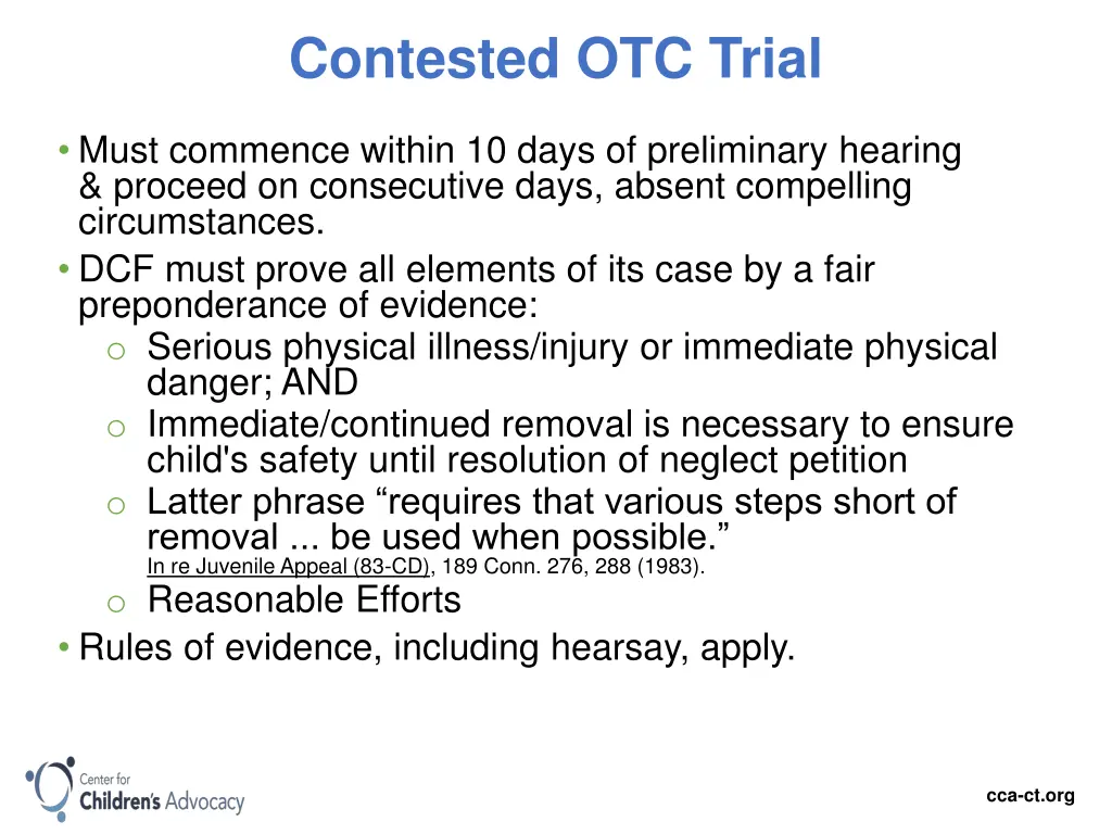 contested otc trial