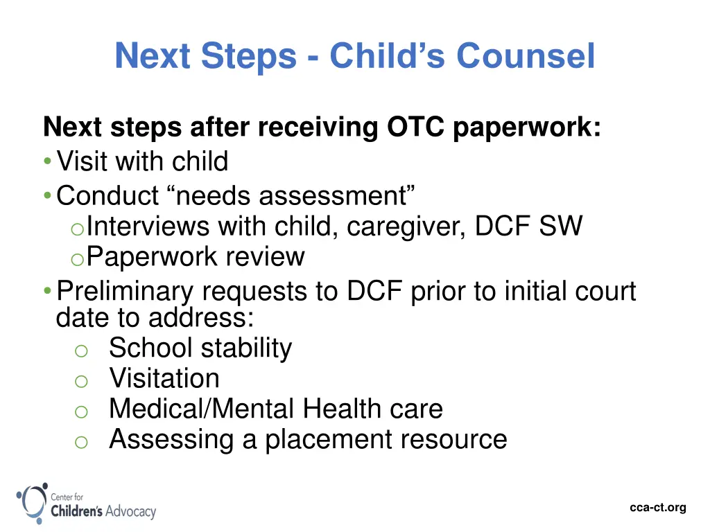 next steps child s counsel