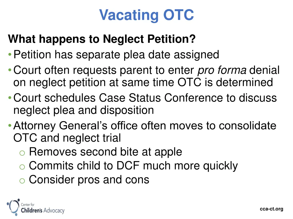 vacating otc 1