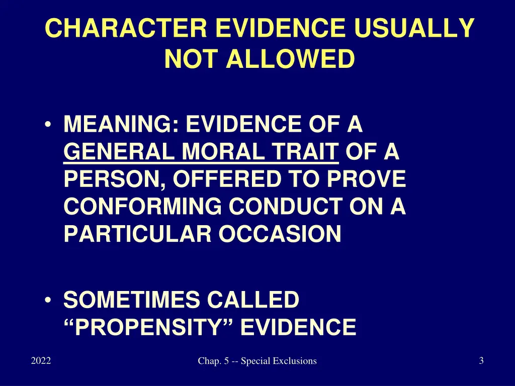 character evidence usually not allowed