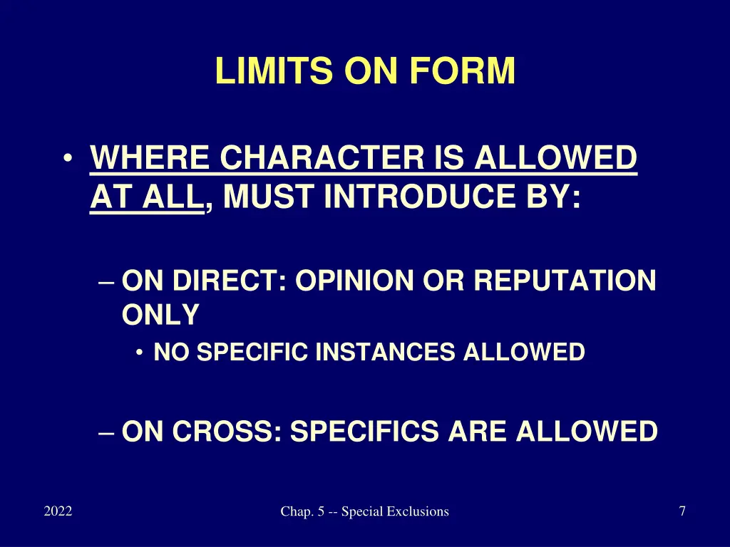 limits on form