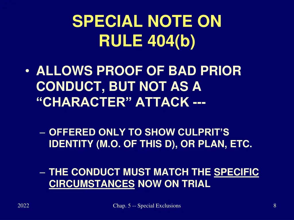 special note on rule 404 b