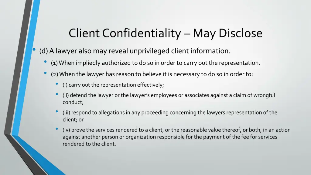 client confidentiality may disclose d a lawyer