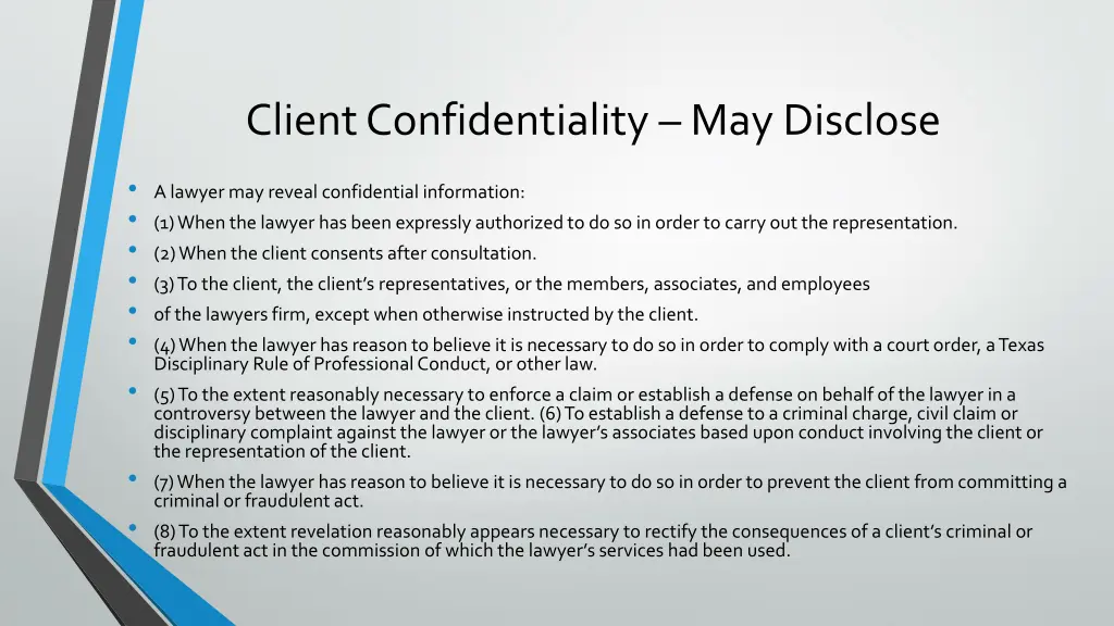 client confidentiality may disclose