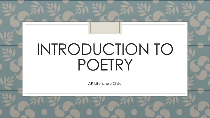 introduction to poetry