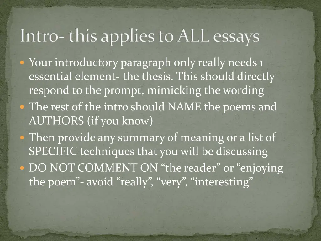 intro this applies to all essays