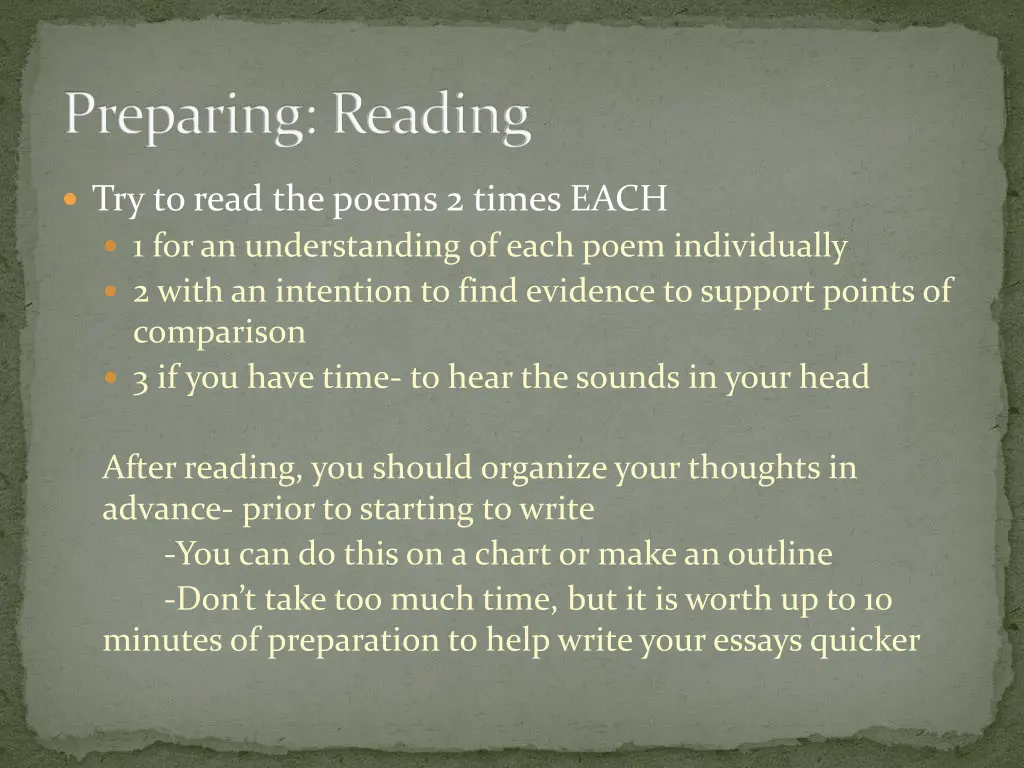 preparing reading