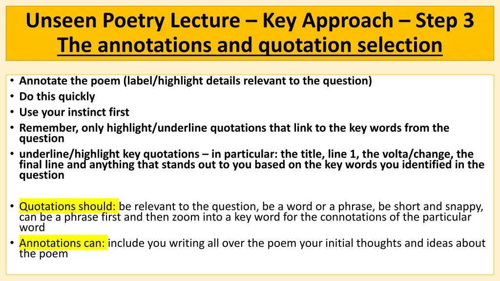 unseen poetry lecture key approach step 2