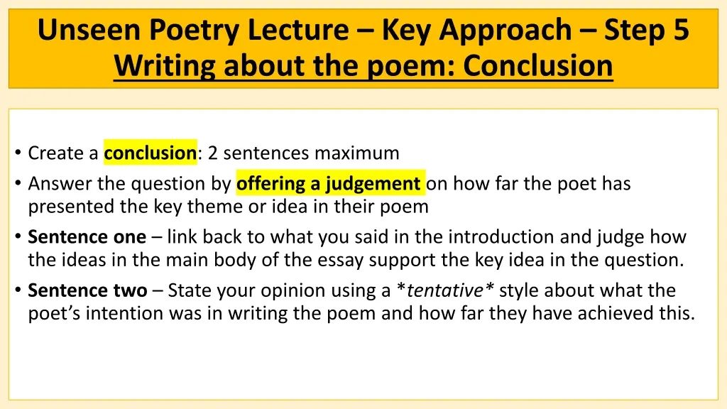 unseen poetry lecture key approach step 5 writing 2