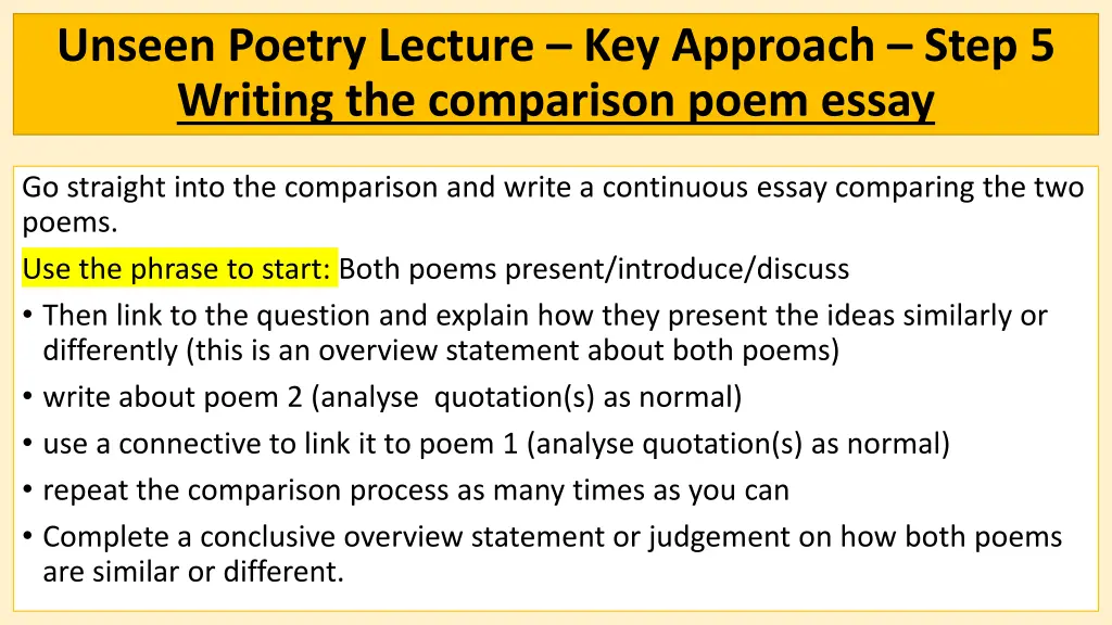 unseen poetry lecture key approach step 5 writing 3