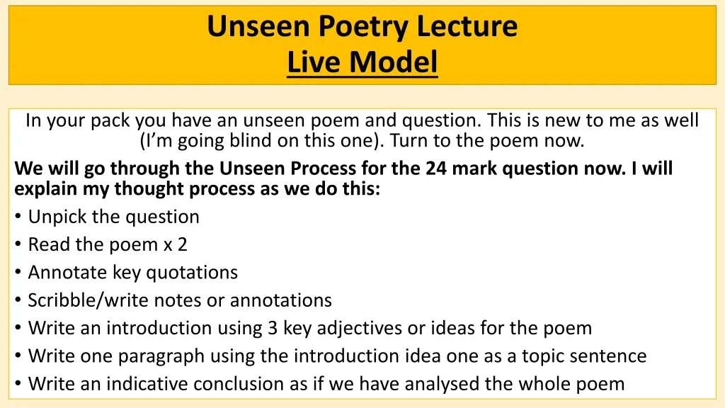 unseen poetry lecture live model