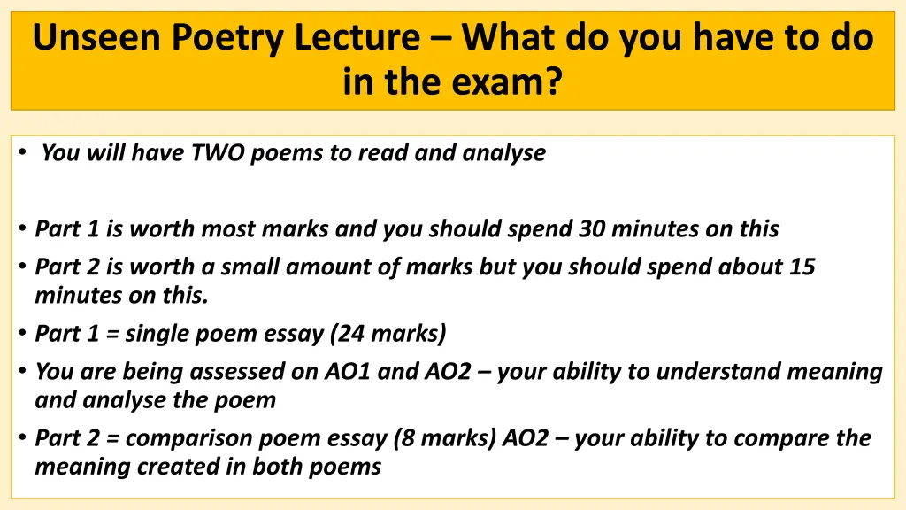 unseen poetry lecture what do you have 1