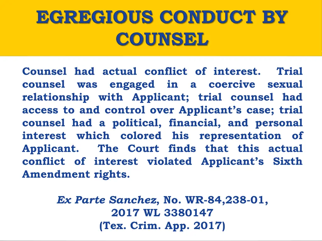 counsel had actual conflict of interest counsel