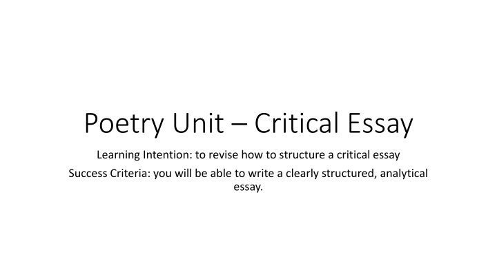 poetry unit critical essay