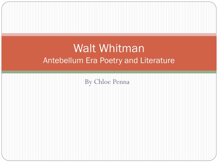 walt whitman antebellum era poetry and literature