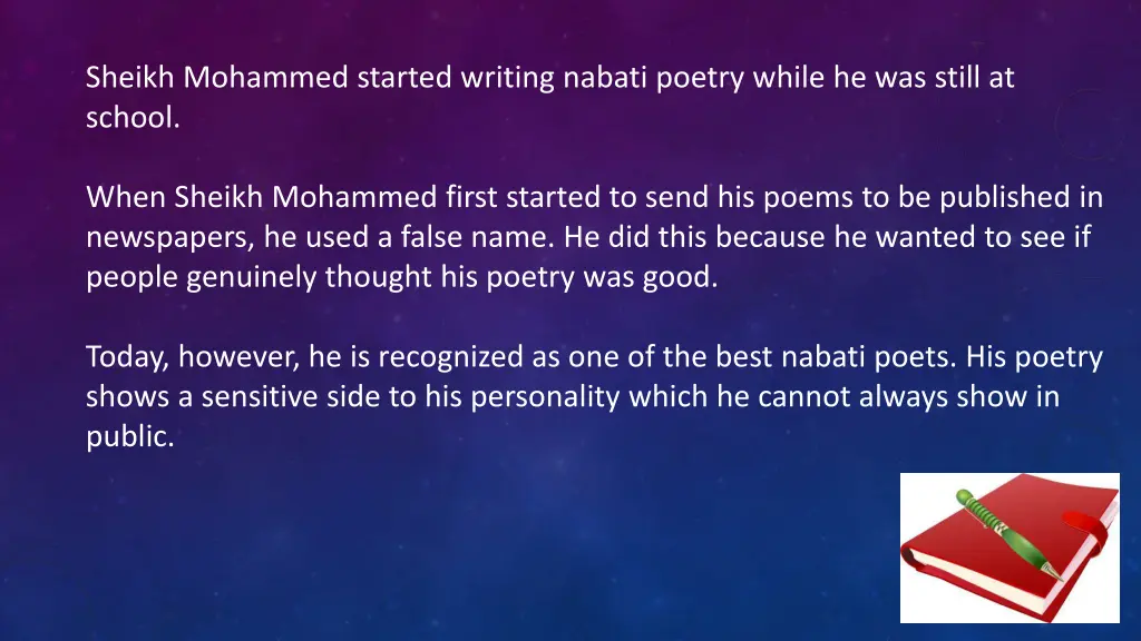 sheikh mohammed started writing nabati poetry