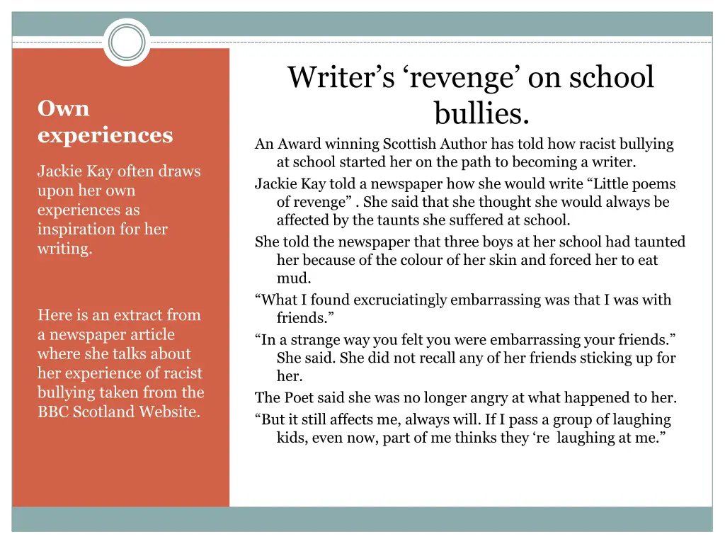 writer s revenge on school bullies an award