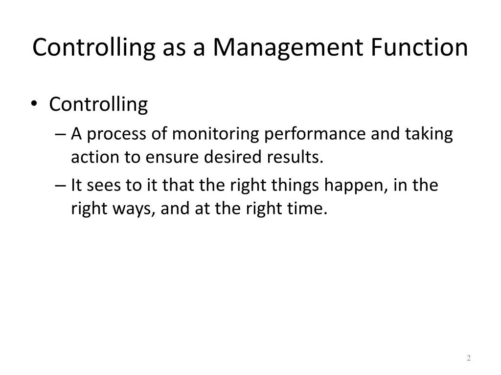 controlling as a management function