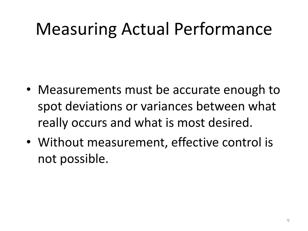 measuring actual performance