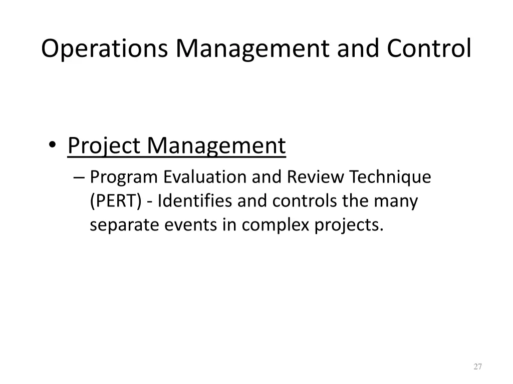 operations management and control 1