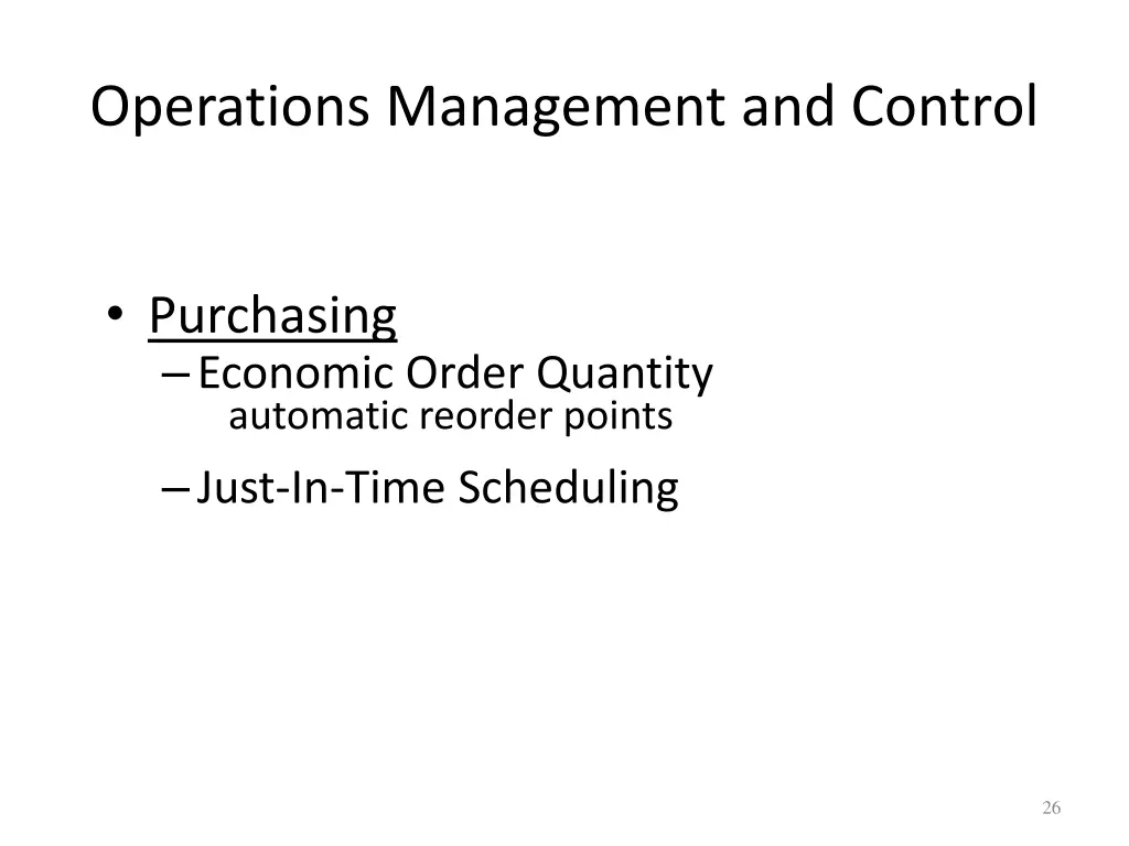 operations management and control