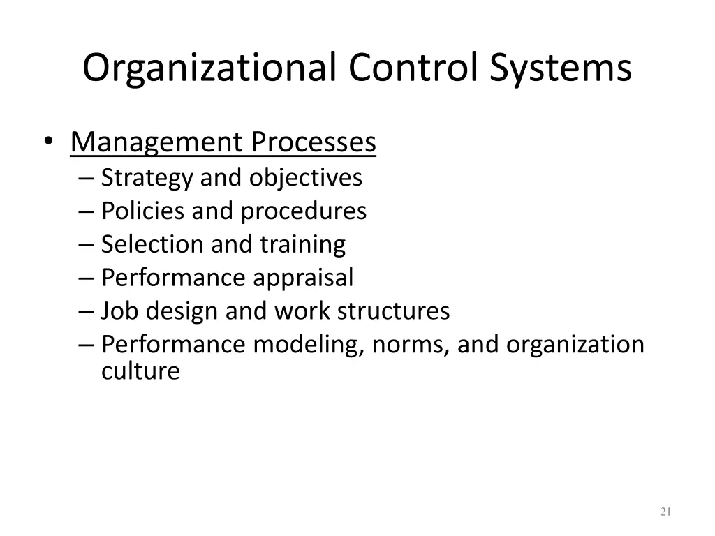 organizational control systems