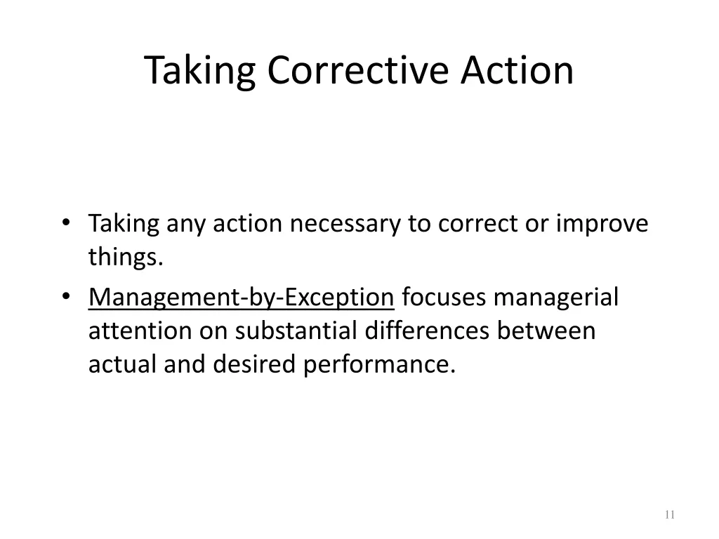 taking corrective action