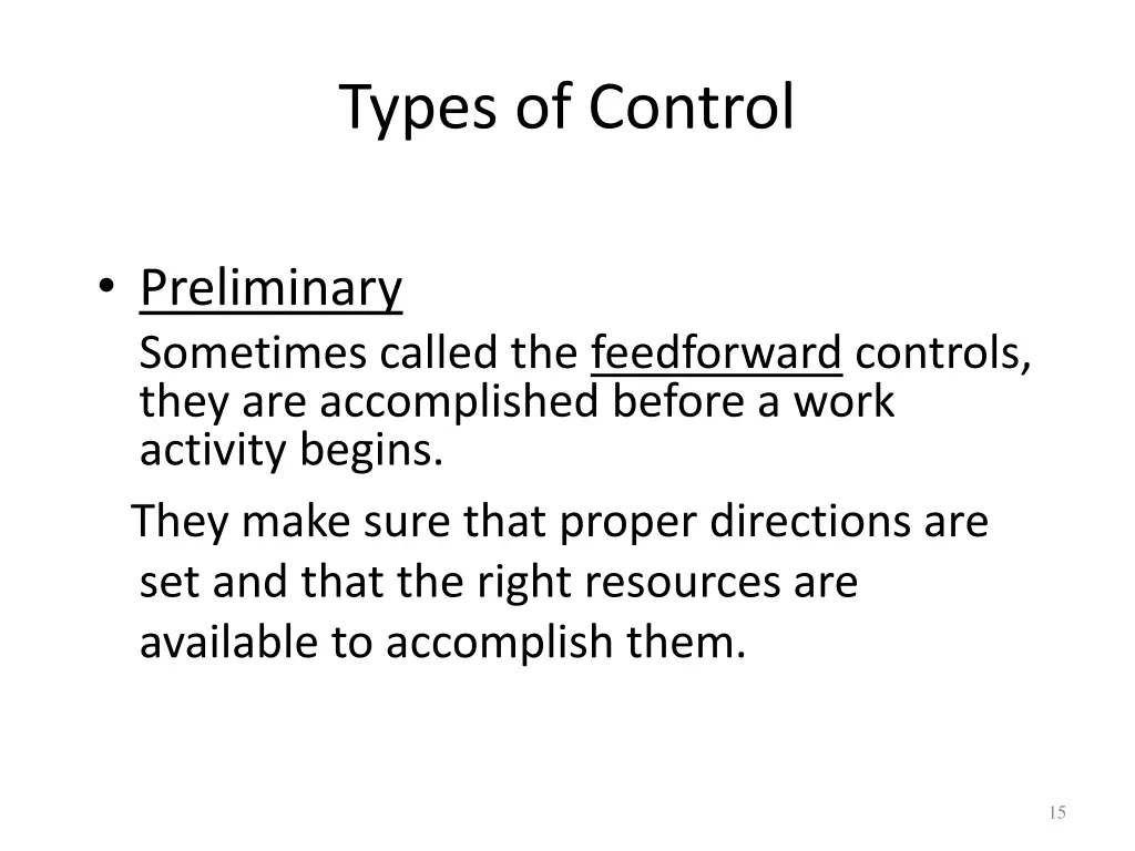 types of control