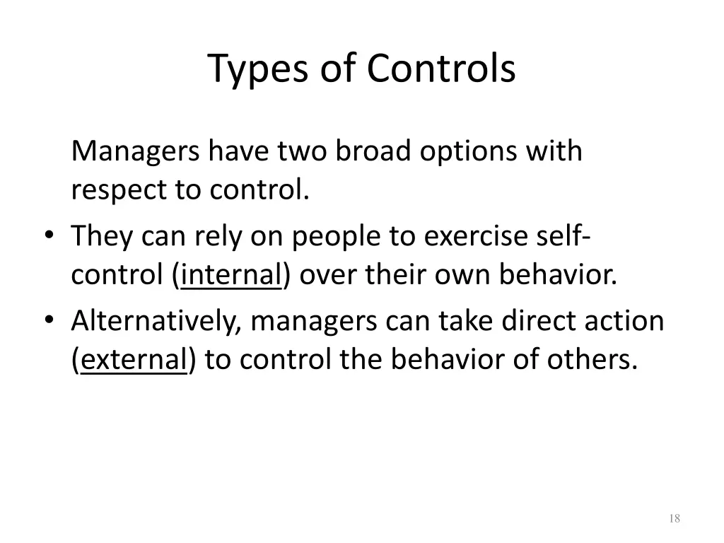 types of controls