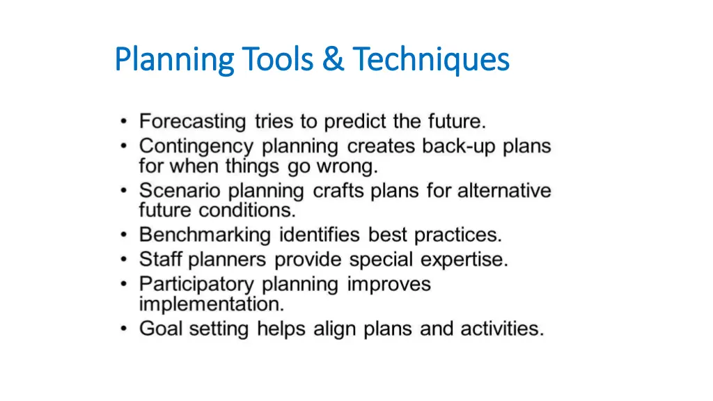 planning tools techniques planning tools