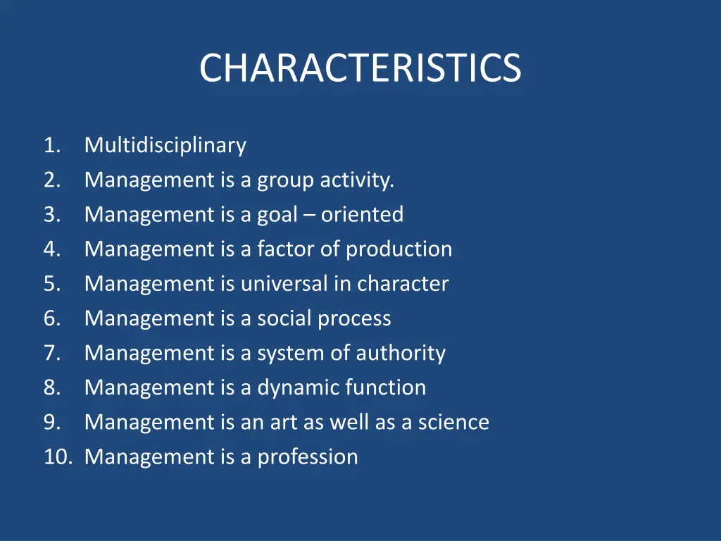 characteristics