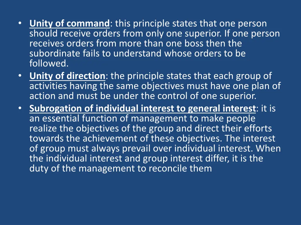 unity of command this principle states that