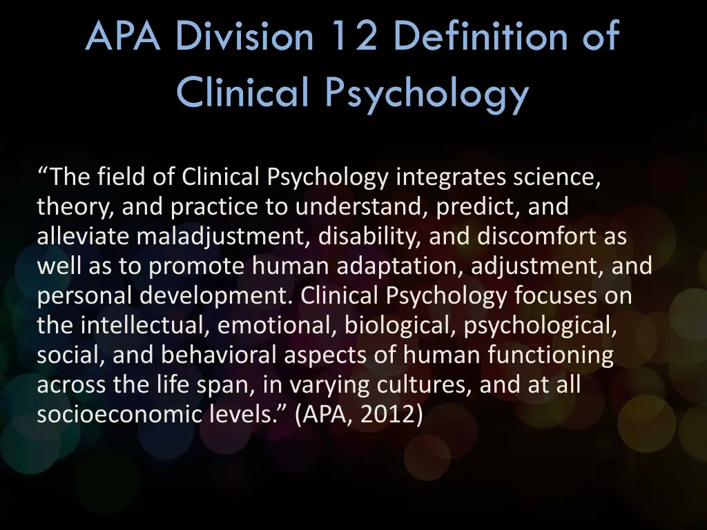 apa division 12 definition of clinical psychology