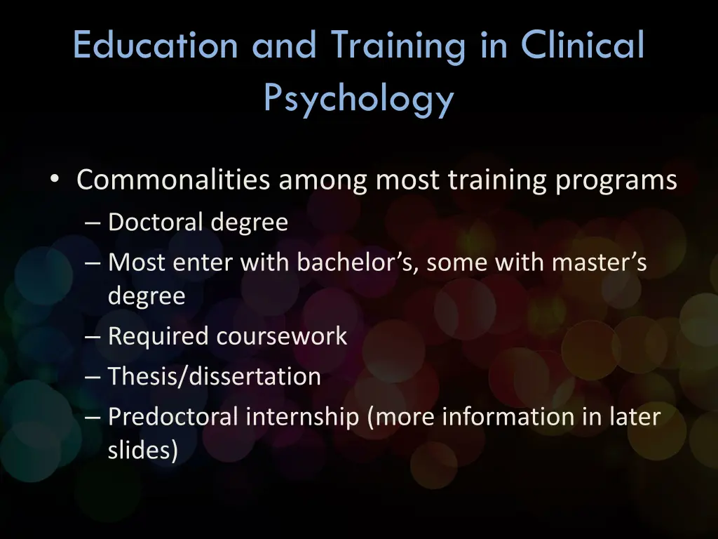 education and training in clinical psychology