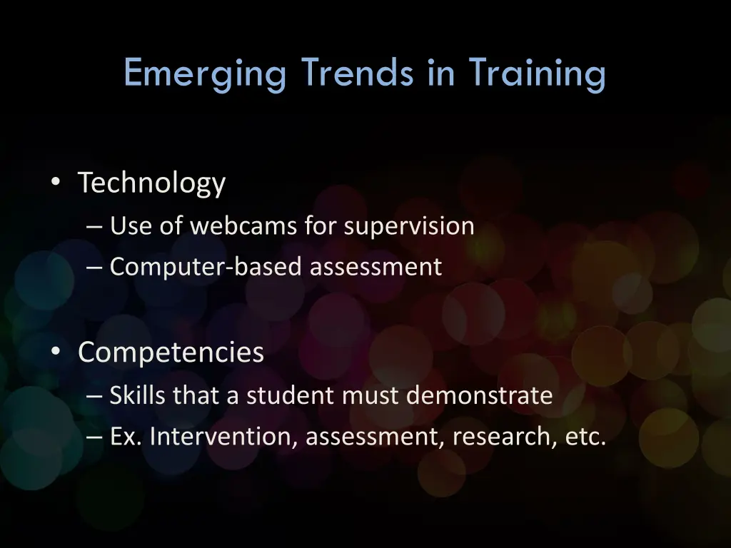 emerging trends in training