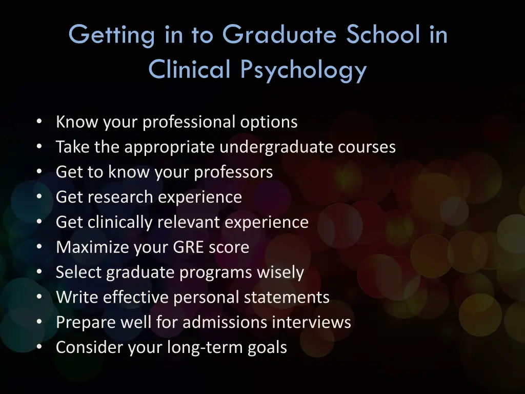 getting in to graduate school in clinical