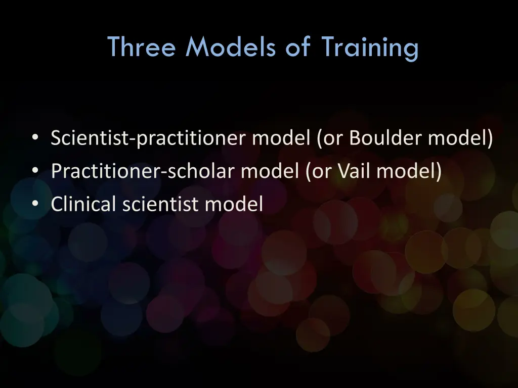 three models of training