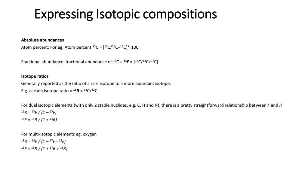 expressing isotopic compositions expressing