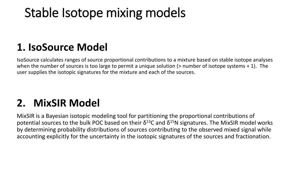 stable isotope mixing models stable isotope