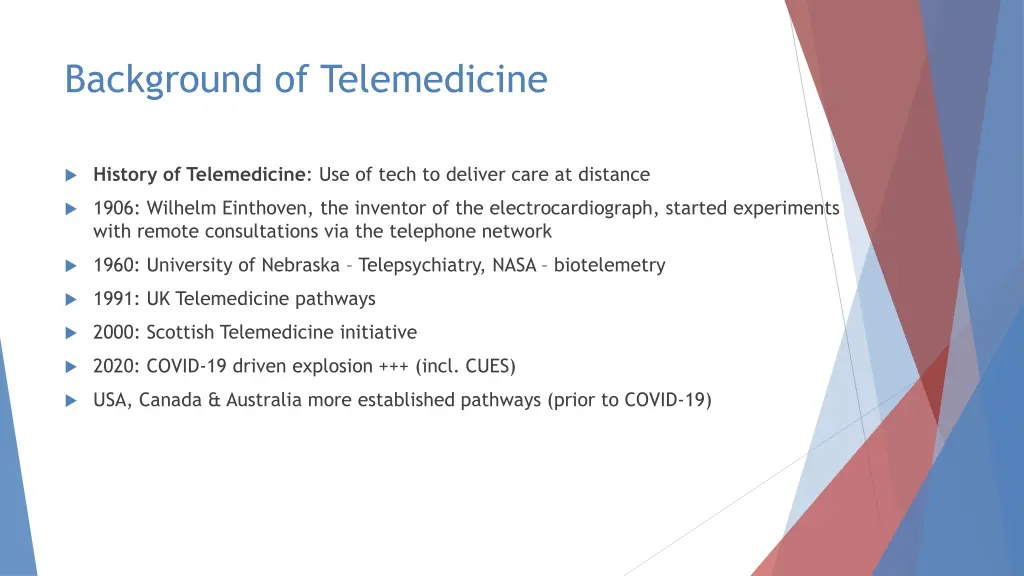 background of telemedicine