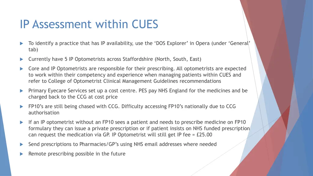 ip assessment within cues