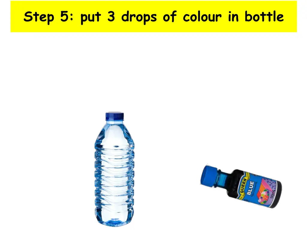 step 5 put 3 drops of colour in bottle