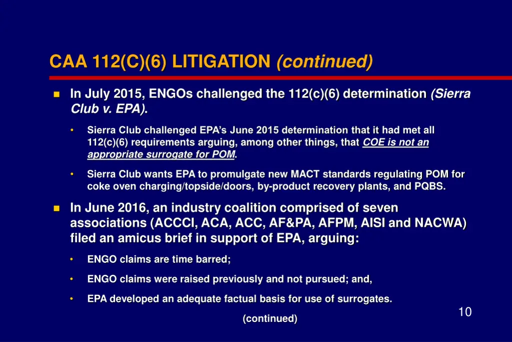 caa 112 c 6 litigation continued 1